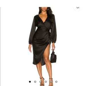 Amanda Uprichard Roma Wrap Dress in Black